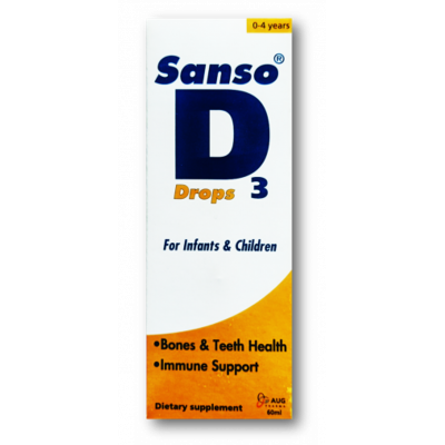 SANSO D3 DROPS ( VITAMIN D3 400 IU ) DIETARY SUPPLEMENT FOR INFANTS & CHILDREN 60 ML